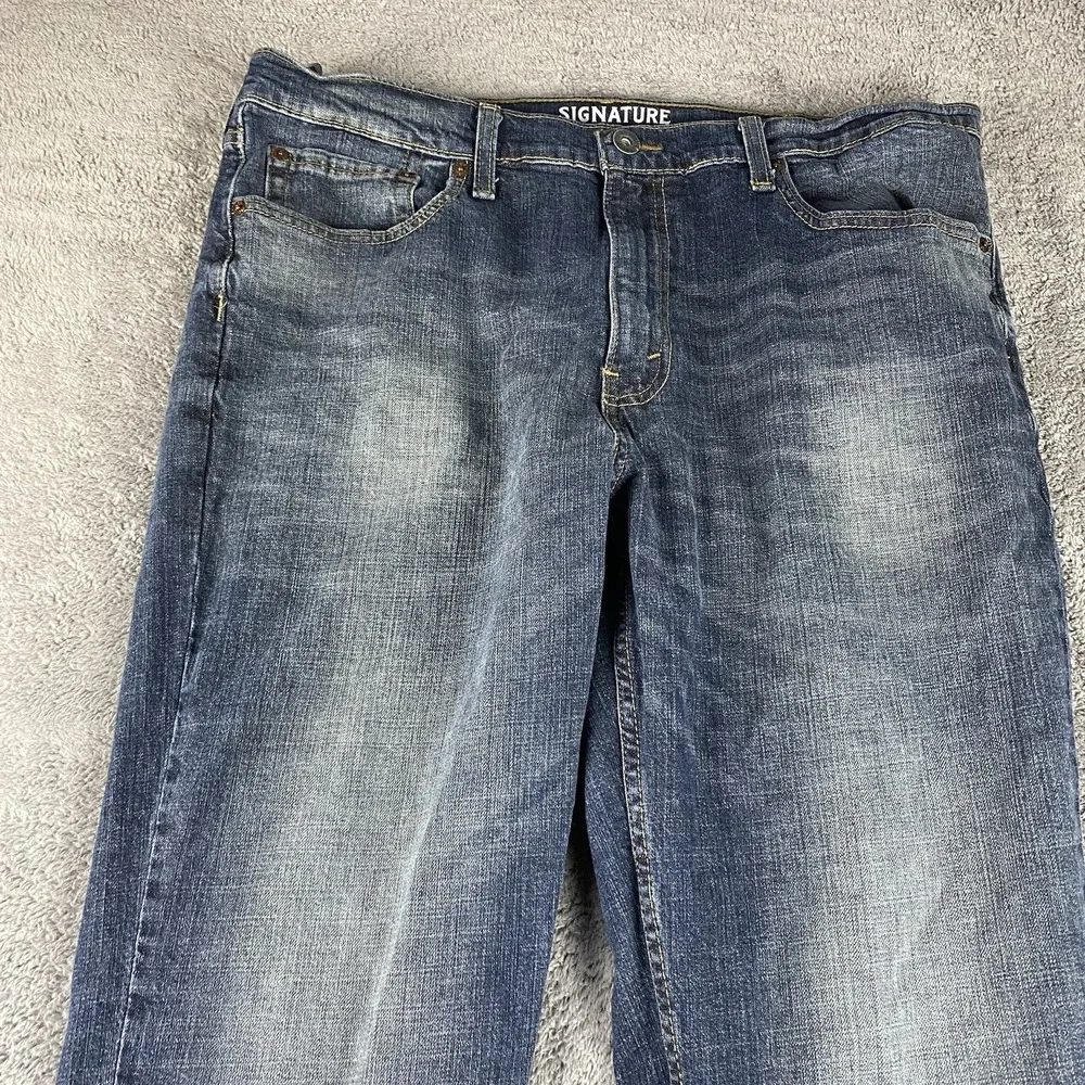 Signature Levis S37 Slim Jeans‎ Mens 38x32 Blue Medium Wash Denim Mid Rise